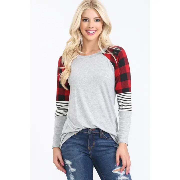 Baseball Tunic Buffalo Plaid Top
