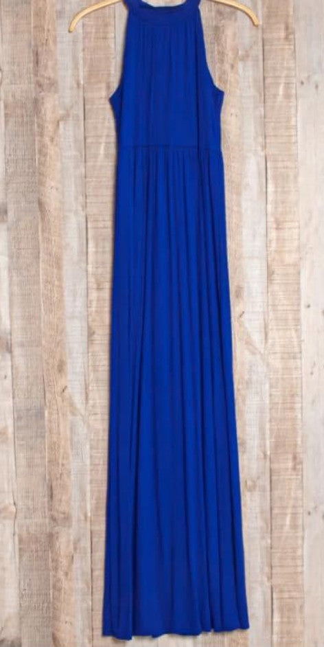 Royal Halter Neck Maxi Dress