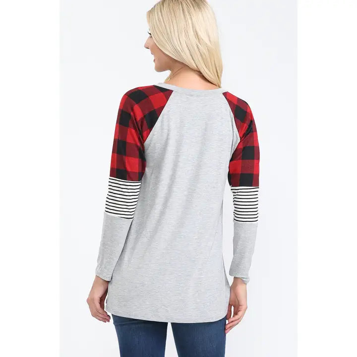 Baseball Tunic Buffalo Plaid Top