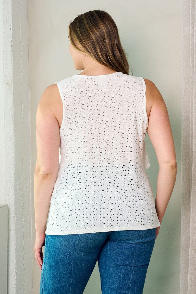 White Layered Ruffle Tank Top
