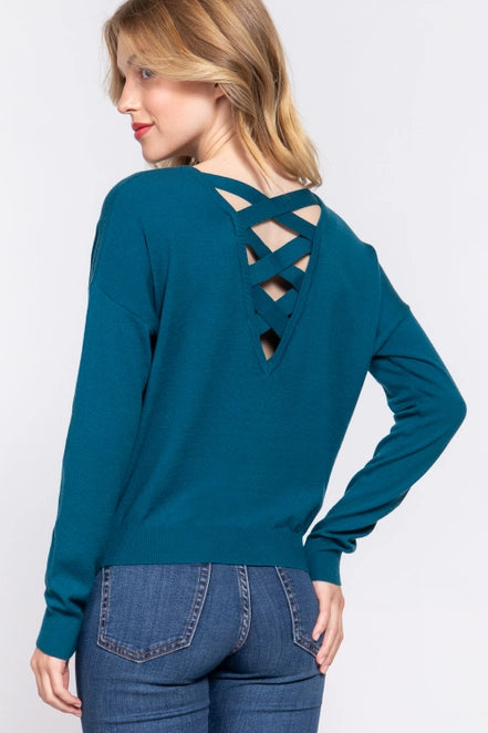 Long Sleeve Cross Back Sweater